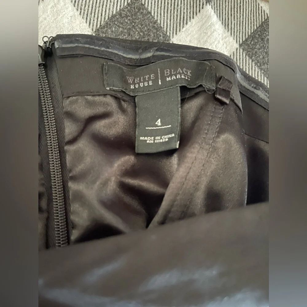 White House Black Market Strapless Black Ruffled Evening Dress Size 4 - Picture 7 of 8